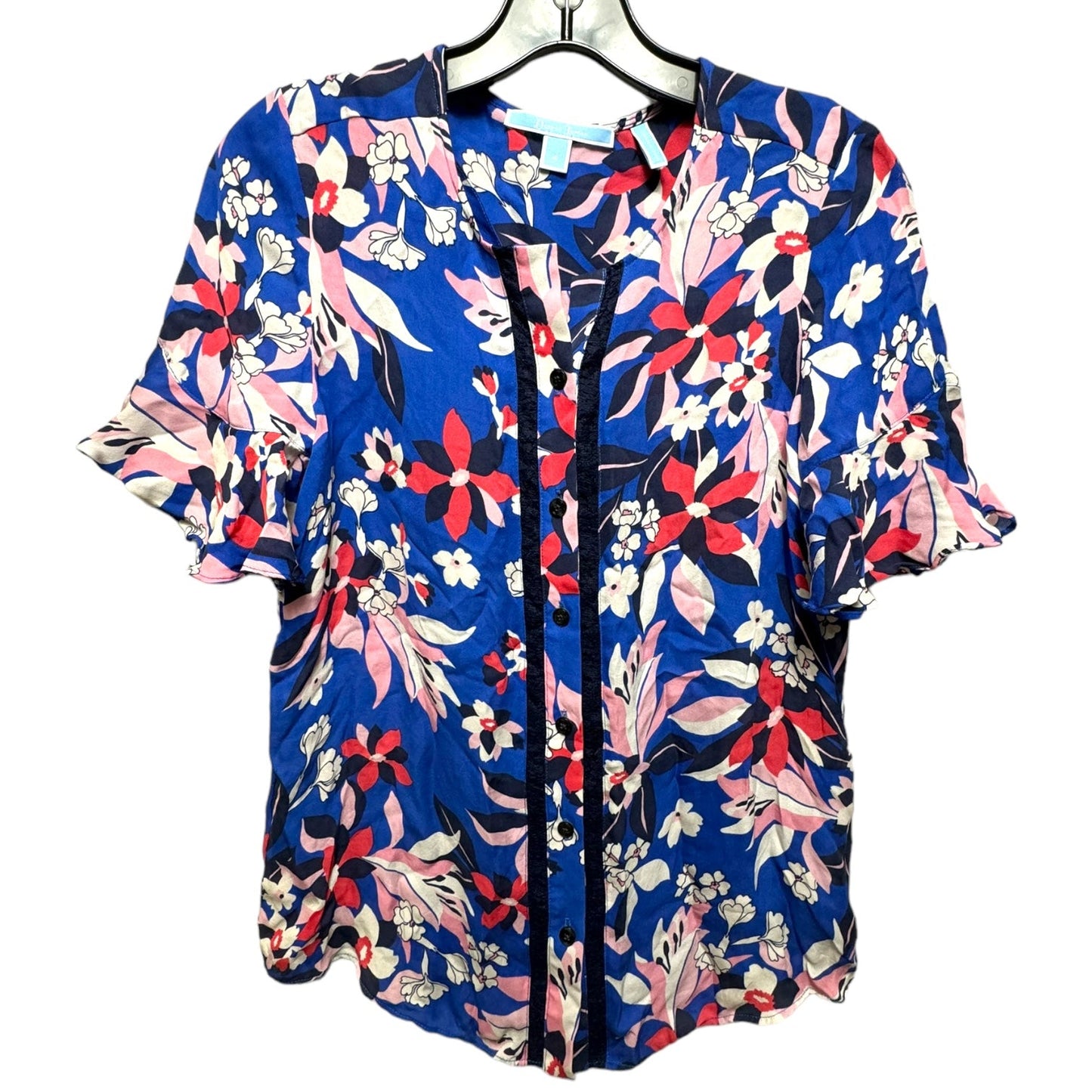 Bellamy Flutter Sleeve Silk Blouse By Draper James In Amaryllis Floral Print, Size: 4