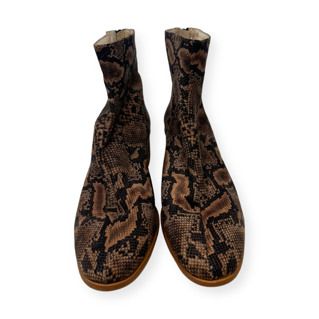 Dylan Velvet Ankle Boots Boots By Anthropologie In Snakeskin Print, Size 9