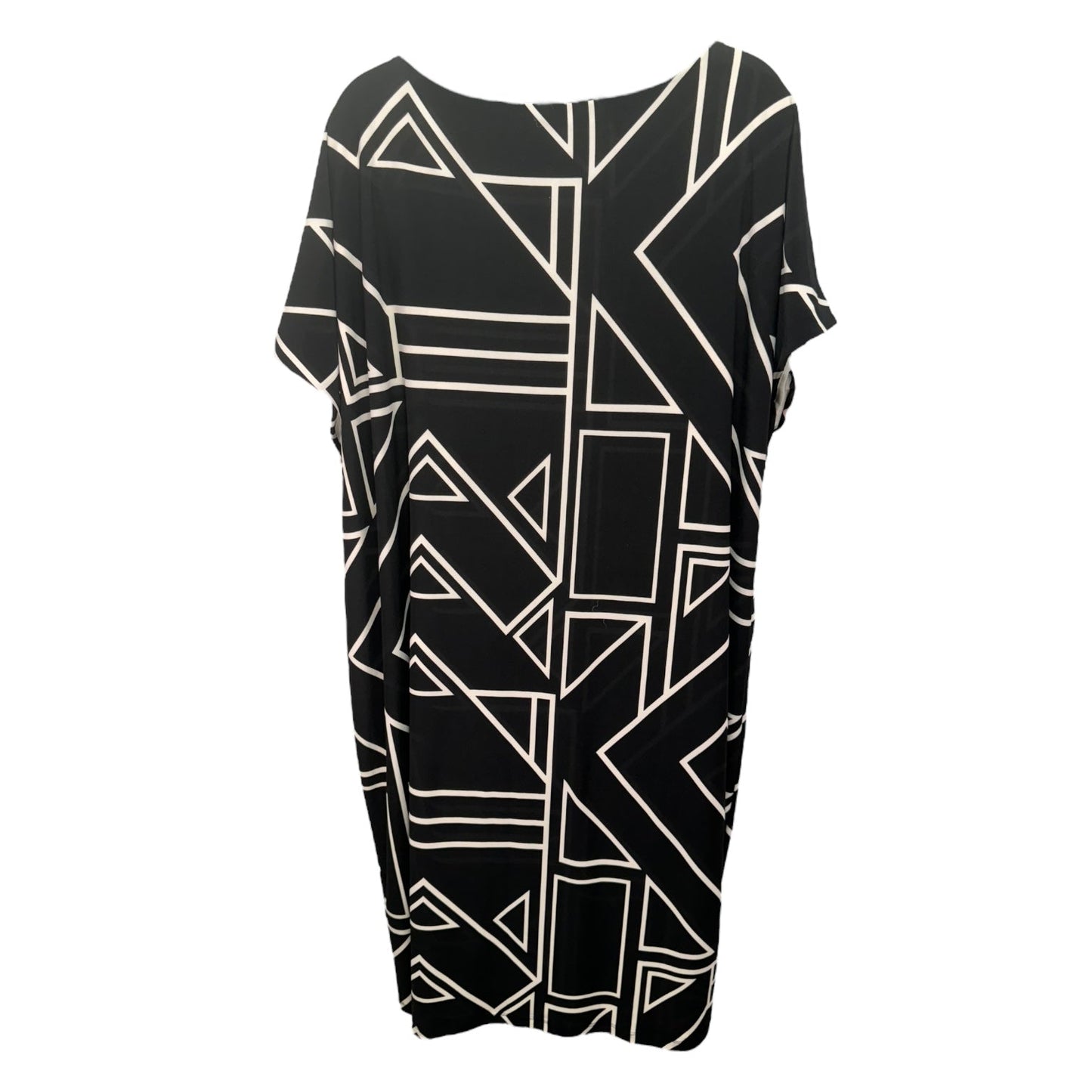 Black & Cream Dress Casual Short Lauren By Ralph Lauren, Size 2x