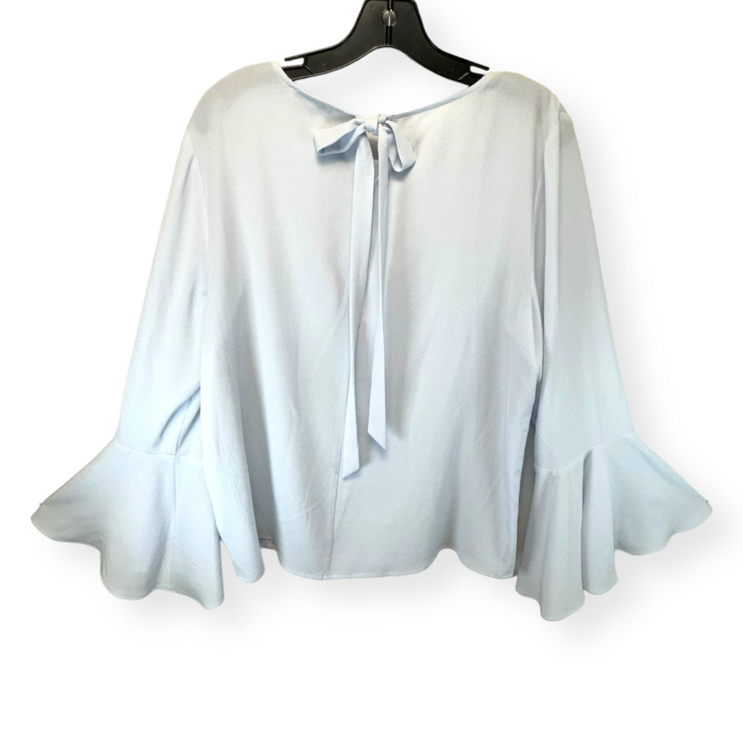 Blue Top Long Sleeve Designer Halston, Size L