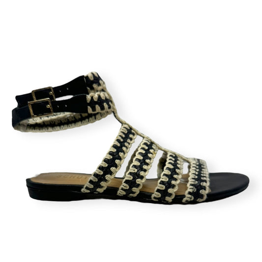 Black & Cream Sandals Designer Schutz, Size 8