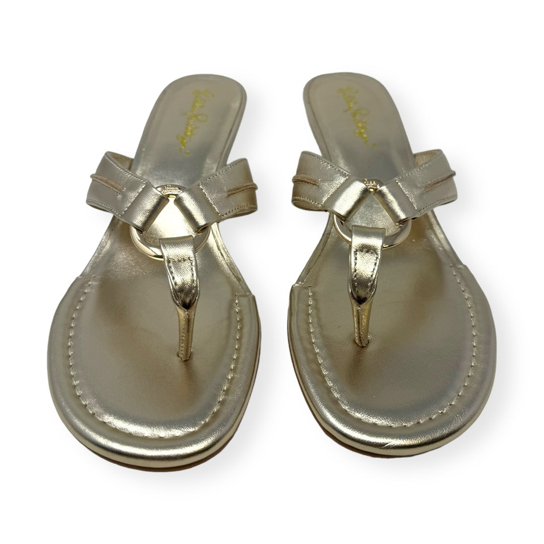 McKim Wedge Sandal in Gold Metallic Designer Lilly Pulitzer, Size 8
