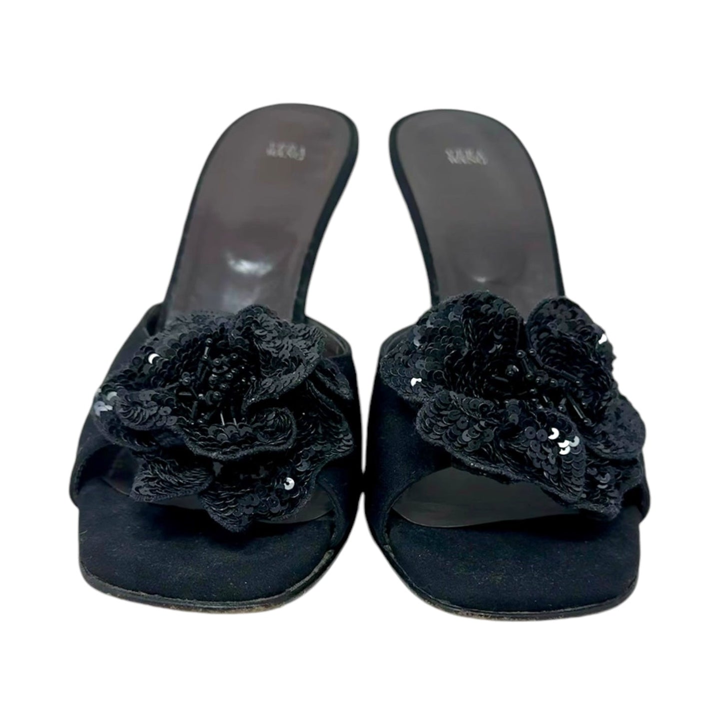 Magnolia Satin Mules Designer By Vera Wang In Black, Size: 7.5