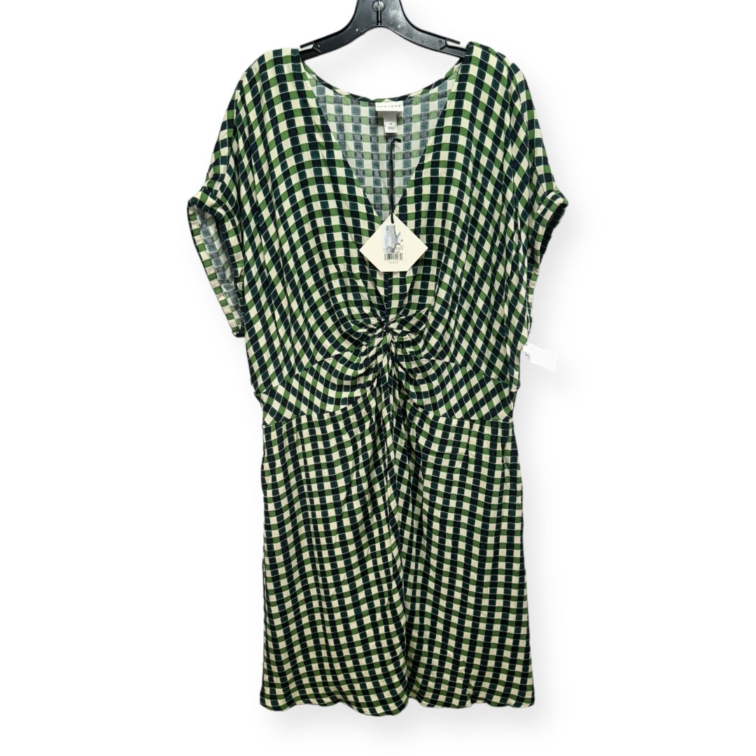 Cream & Green Dress Casual Short Ava & Viv, Size 2x