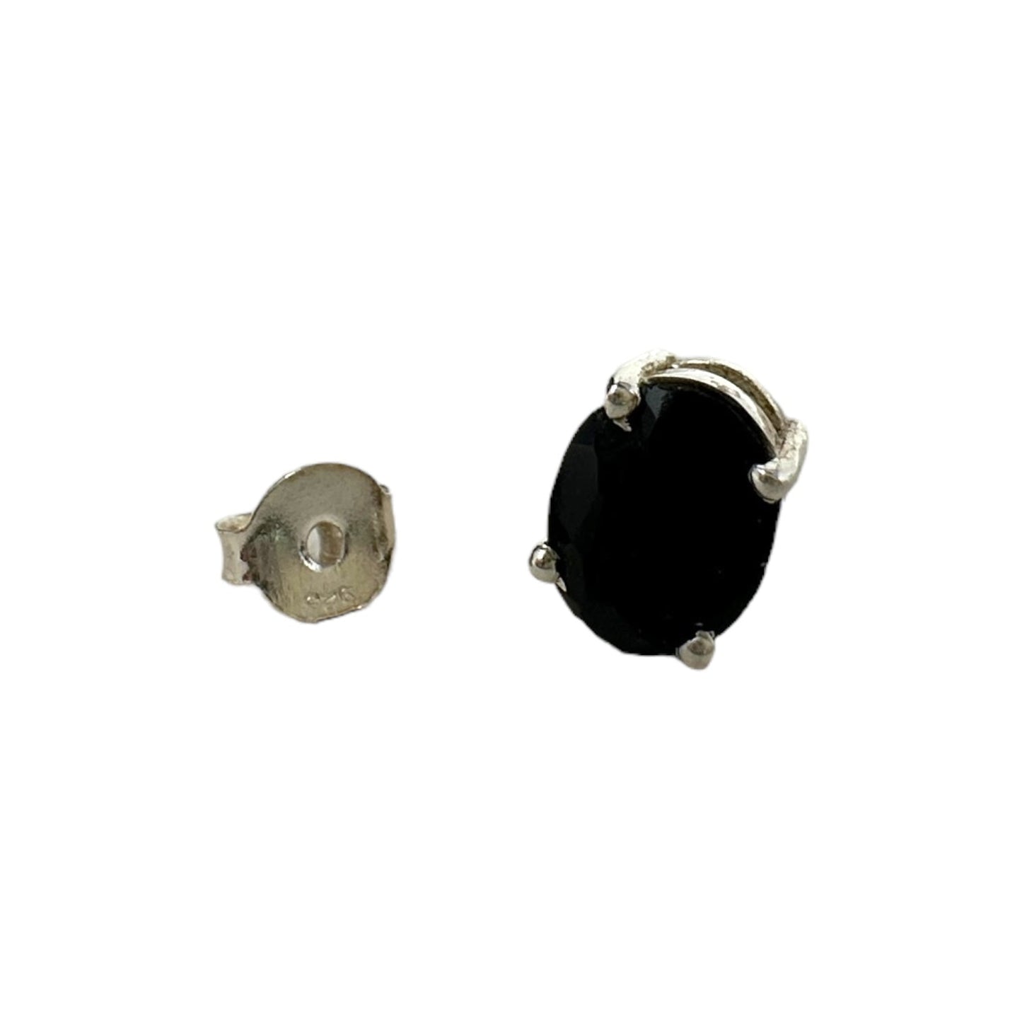 Faceted Onyx & Sterling Silver Stud Earrings Unknown Brand