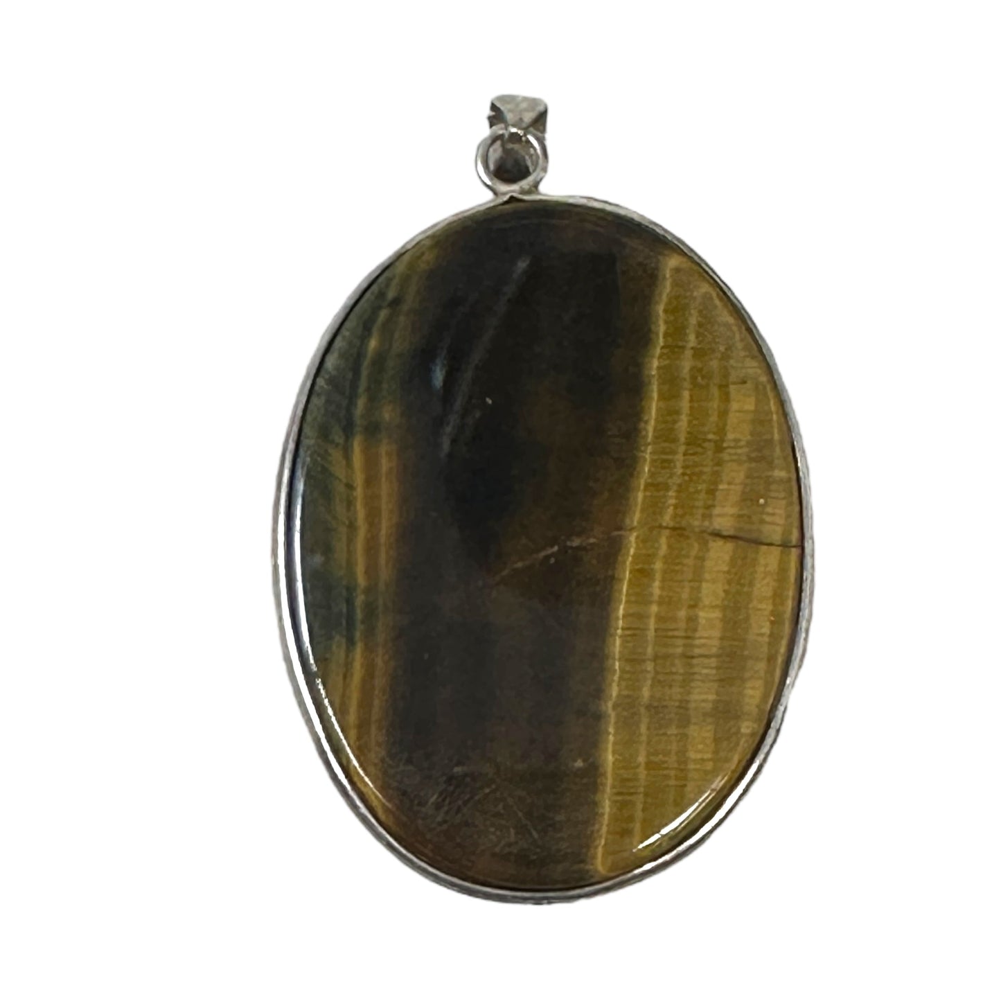 Large Tigers Eye & Sterling Silver Pendant Unknown Brand