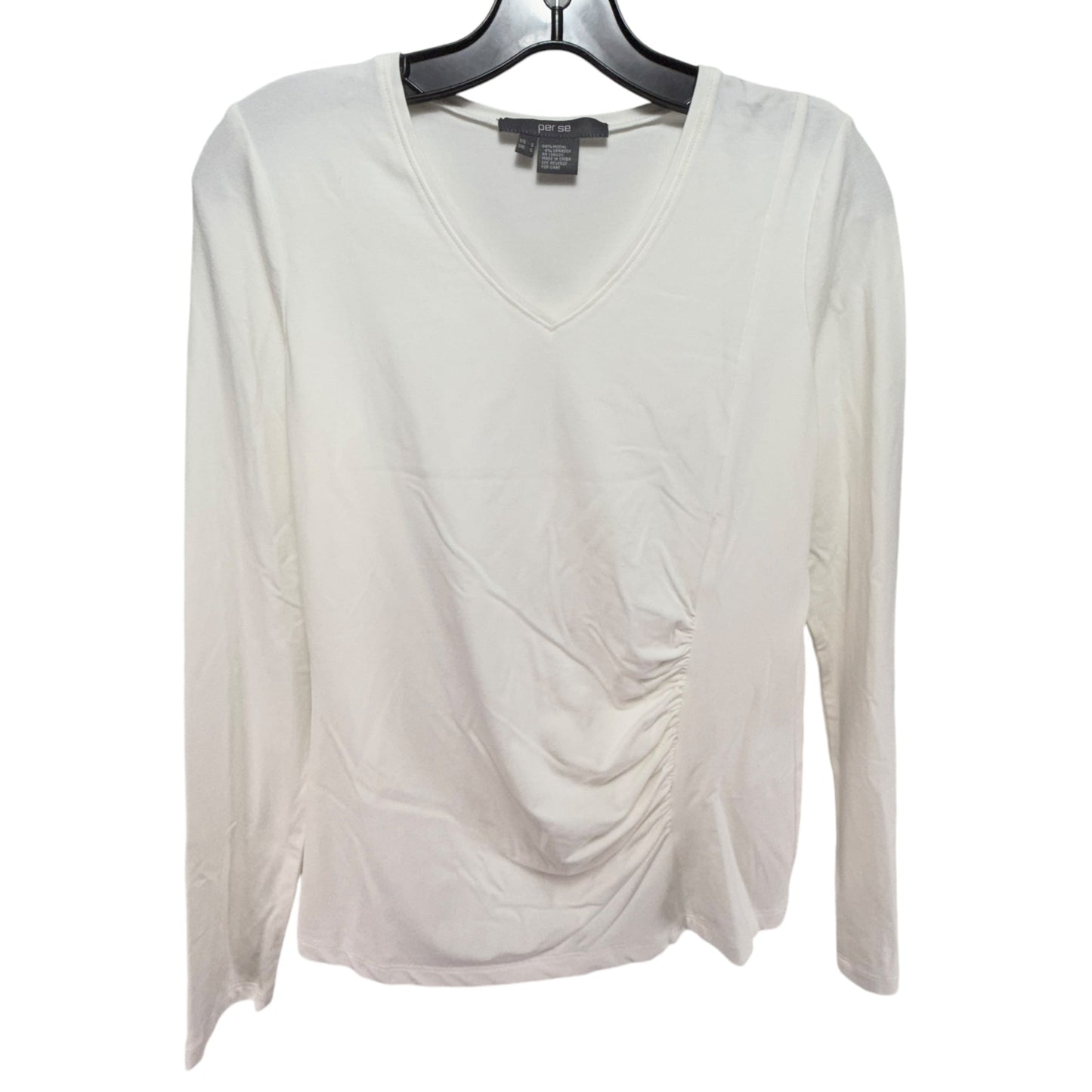 Top Long Sleeve By Per Se In Cream, Size: S