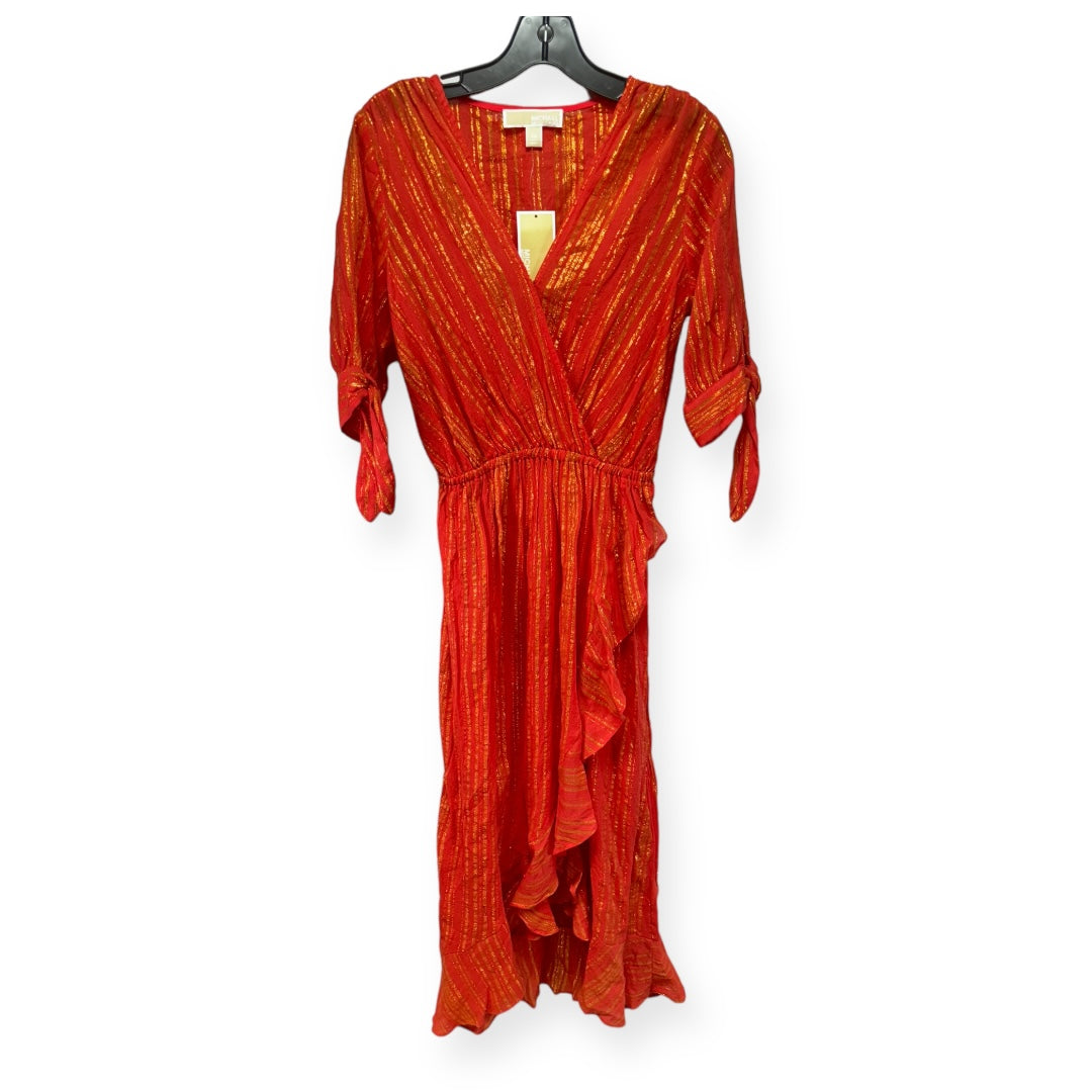 Gold & Orange Dress Casual Maxi Michael By Michael Kors, Size Xs