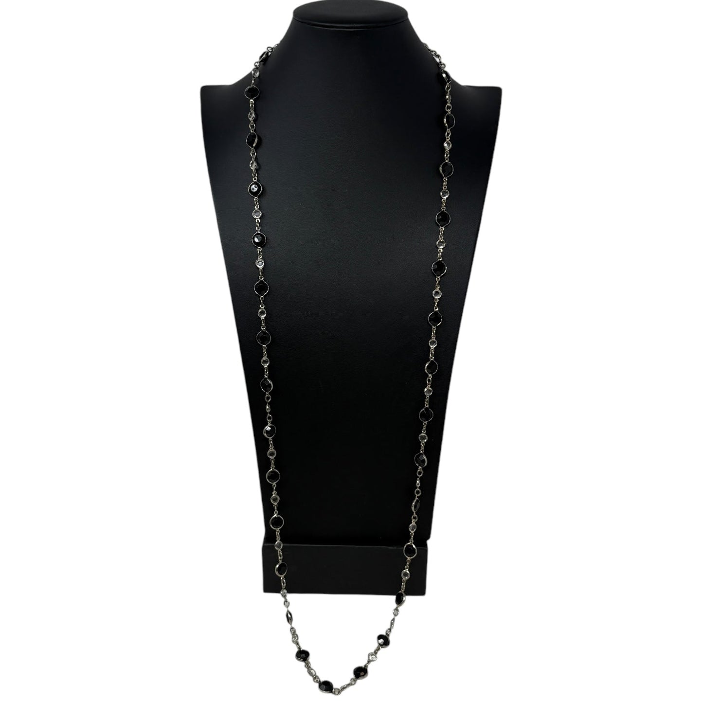 Black & Clear Bead Layered Necklace By Unbranded