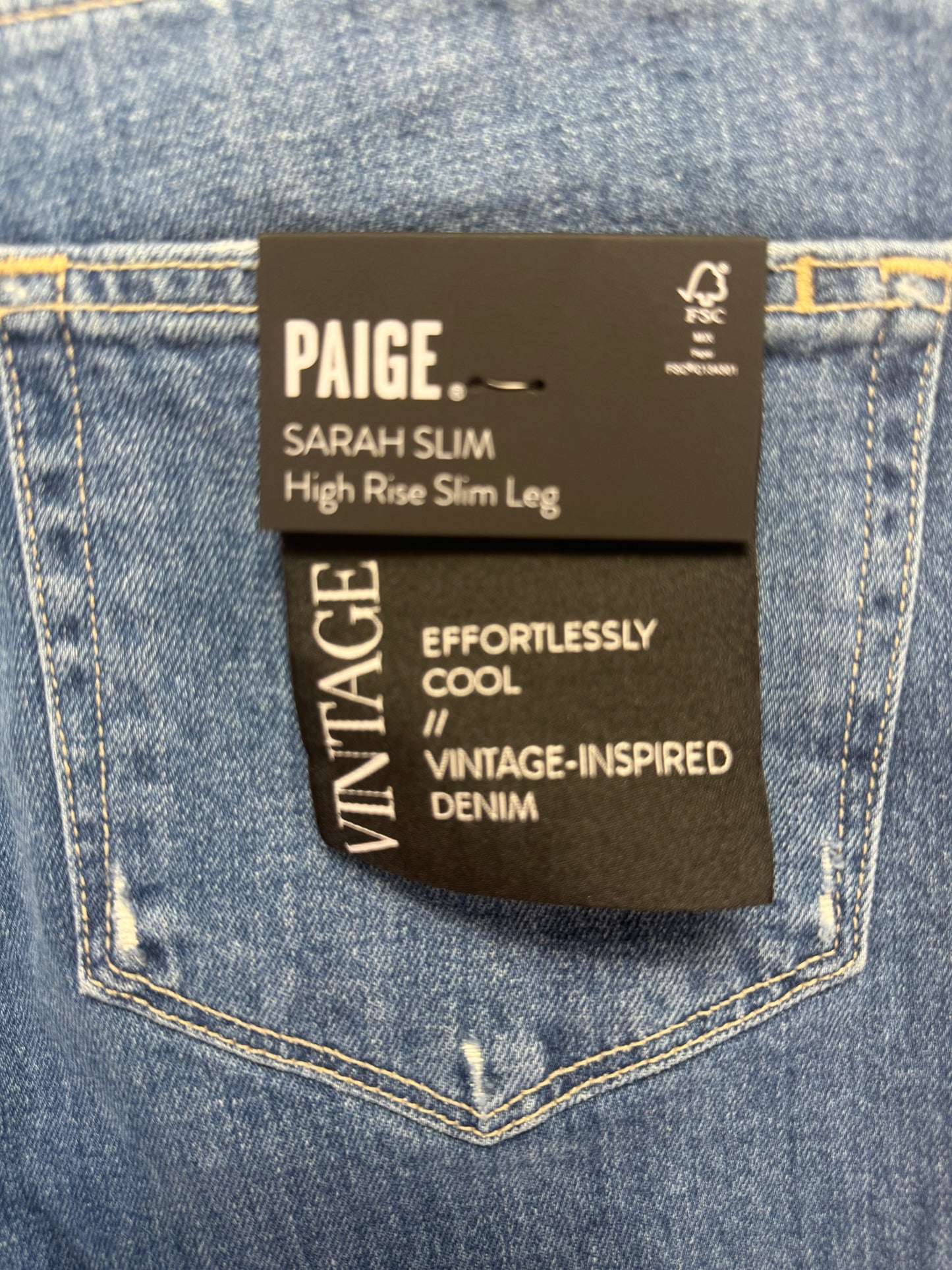 Sara Slim High Rise Jeans Designer Paige, Size 2