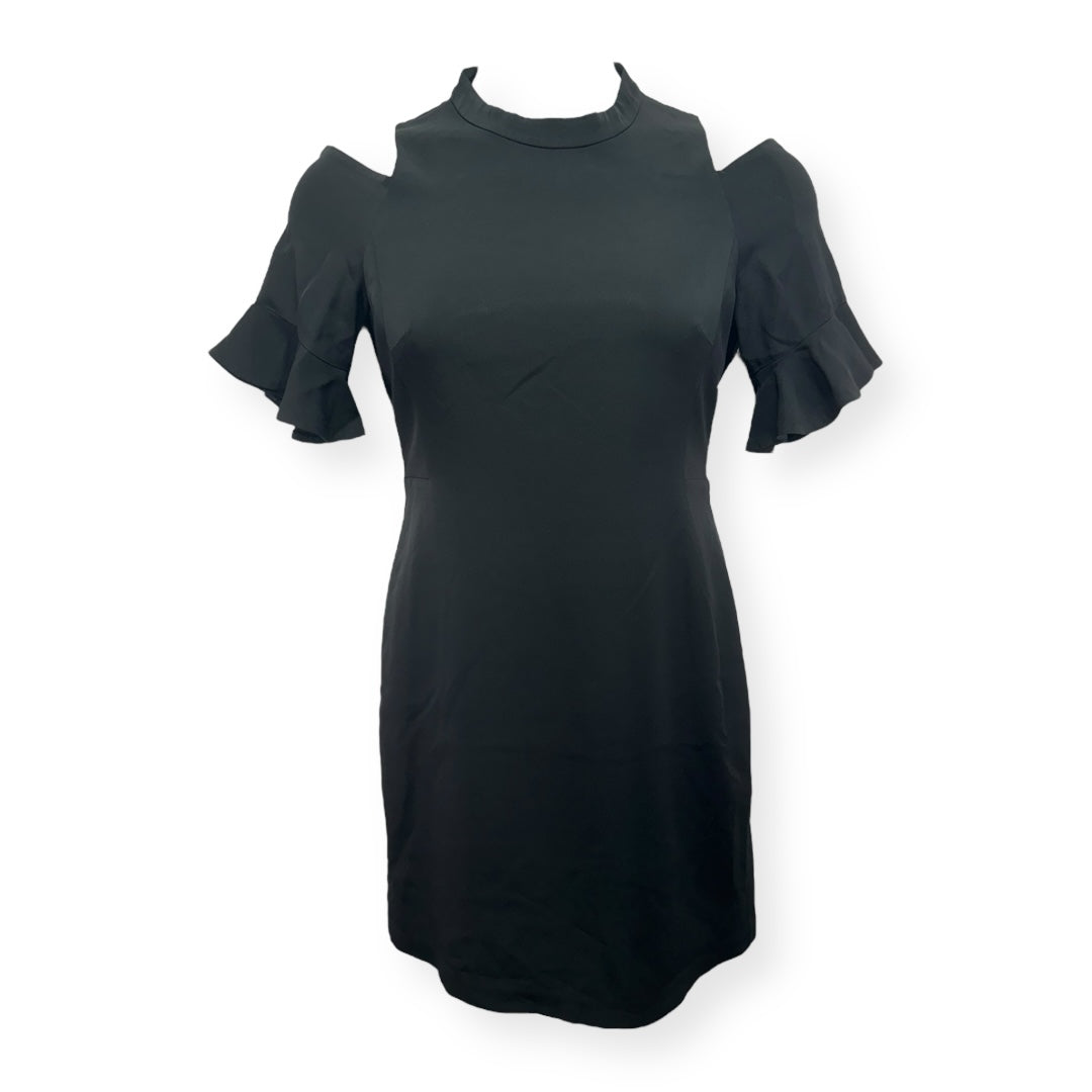 Cold Shoulder Ruffle Dress in Black Designer Rebecca Taylor, Size 8