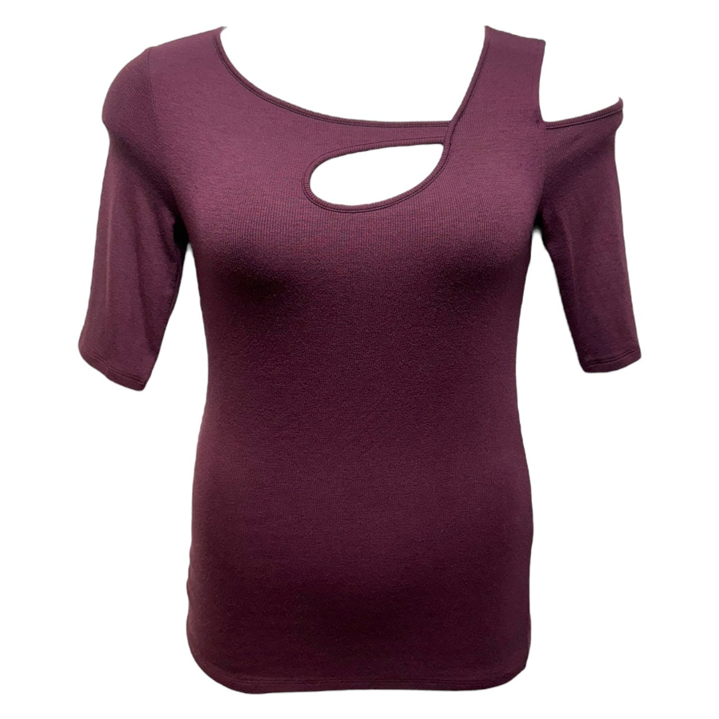 Garima Asymmetric Cold Shoulder Top By Goldray In Burgundy, Size: M