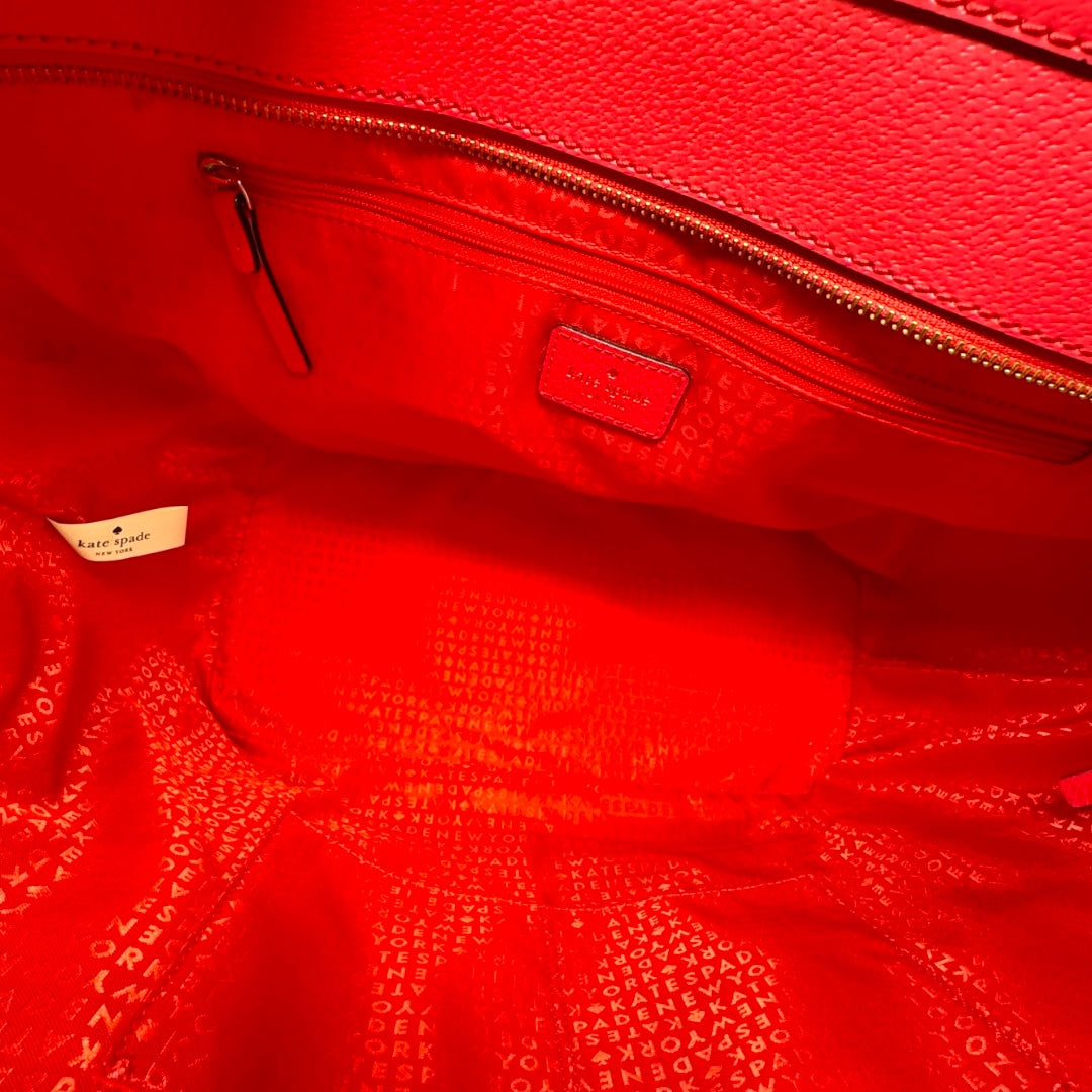 Grand Street Harmony Tote in Crab Red Designer Kate Spade, Size Large