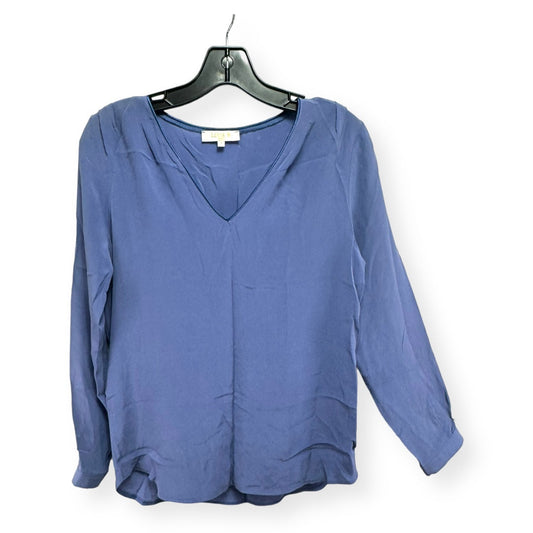 100% Silk Blue Blouse Long Sleeve Lenny B., Size S