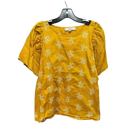 Top Short Sleeve By Loft In Gold, Size: L