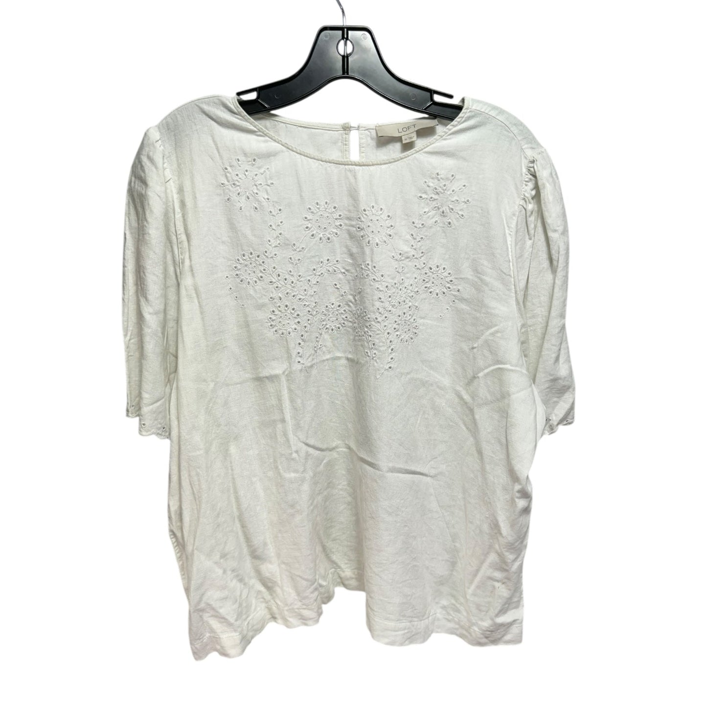 Top Short Sleeve By Loft In White, Size: Xl