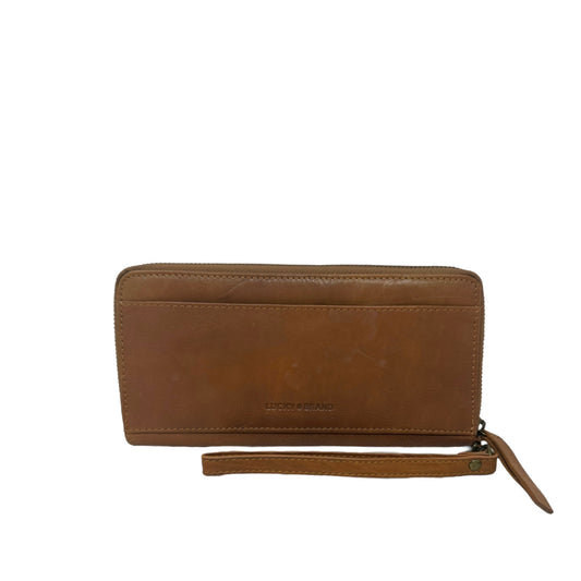 Lowe Single Zip Leather Wallet in Cognac Lucky Brand, Size Large