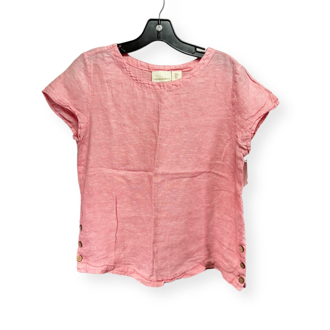 Linen Pink Top Short Sleeve Cynthia Rowley, Size S