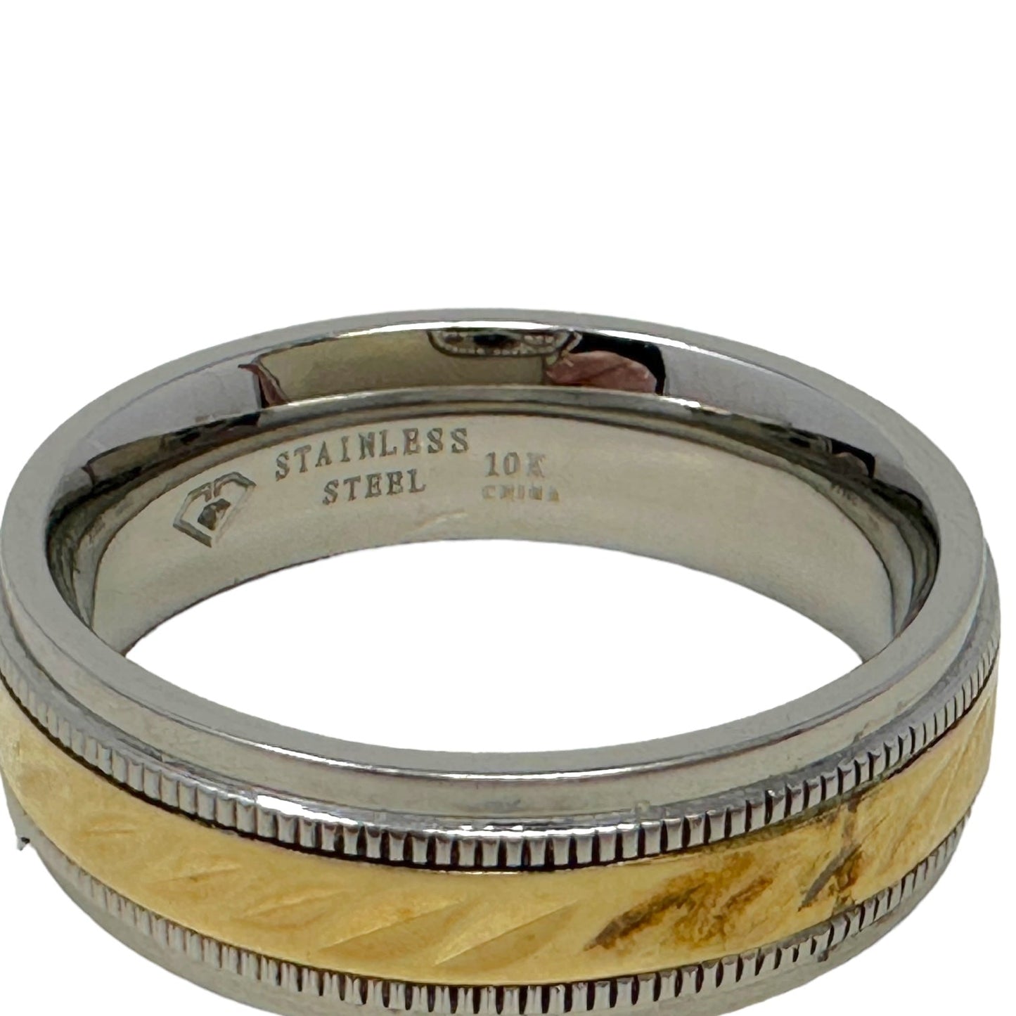 Stainless Steel& 10k Gold Band Ring Unbranded, Size 11