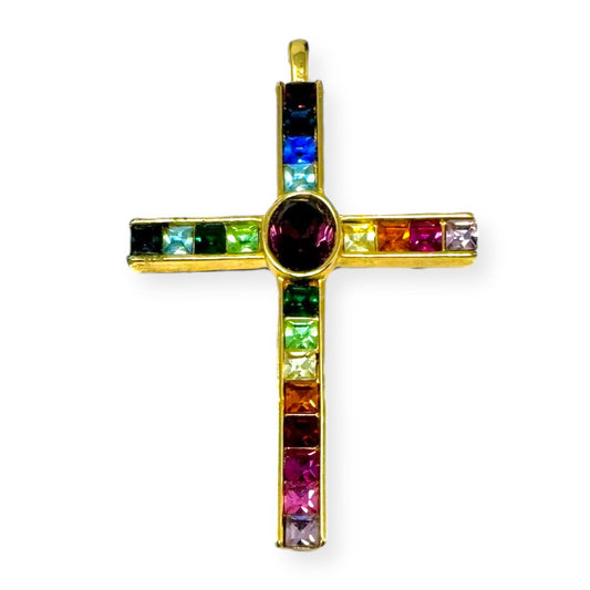 1998 Rainbow Crystal Cross Pendant Plainville Stock Co