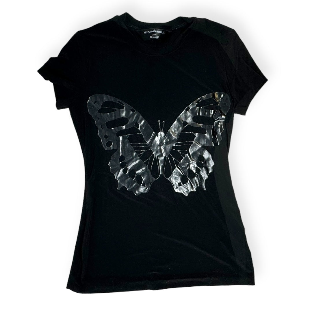 Cap-Sleeve Butterfly Jersey Tee Designer Norma Kamali, Size S