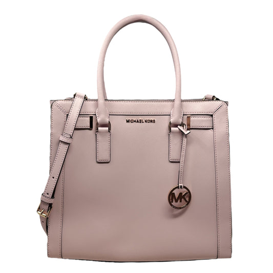 Dillon Satchel in Blossom Pink Saffiano Leather Designer Michael Kors, Size Large