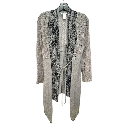 Sweater Cardigan By Alberto Makali In Black & Grey, Size: L