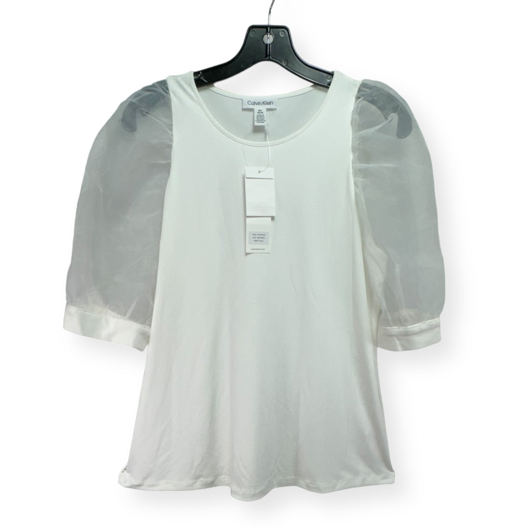 Top Short Sleeve By Calvin Klein In White, Size: M