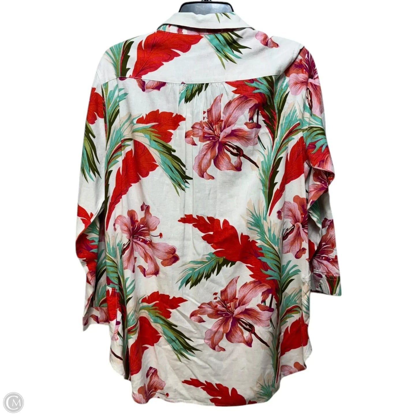 Tunic Long Sleeve By For Cynthia In Tropical Print, Size: L