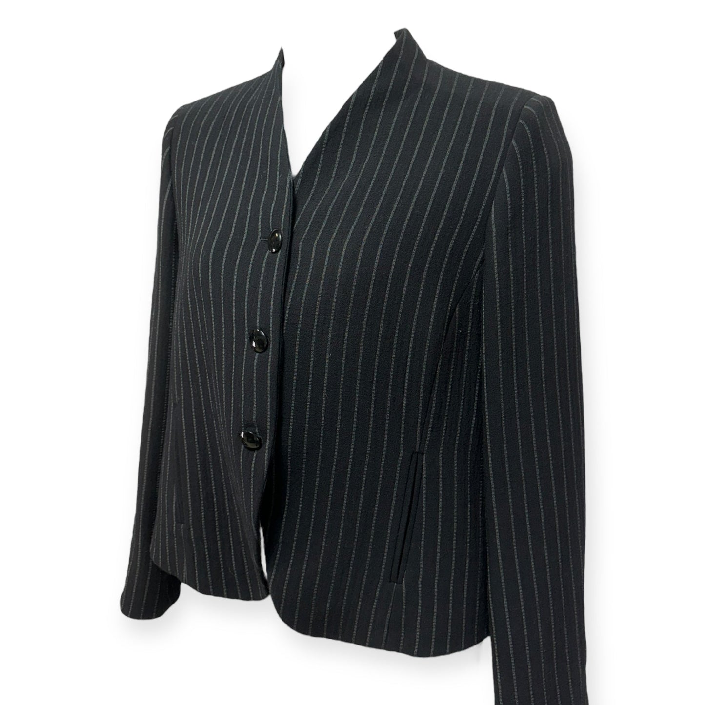 Blazer Luxury Designer By Armani Collezoni In Striped Pattern, Size: 16