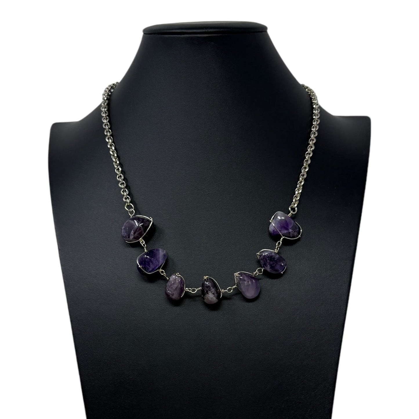 Cage Wrapped Amethyst Necklace By Unbranded