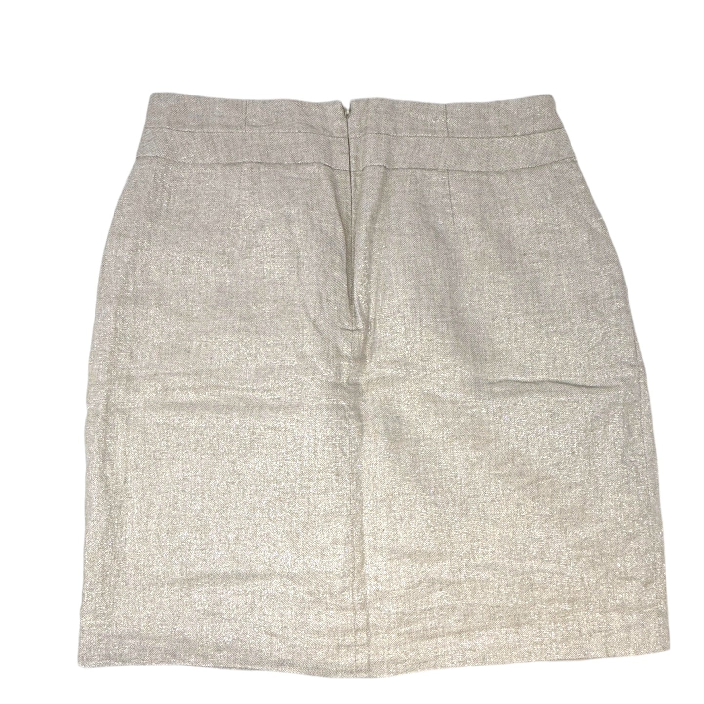 Metallic Pleated Linen Mini Skirt By Talbots In Cream & Gold, Size: 4petite