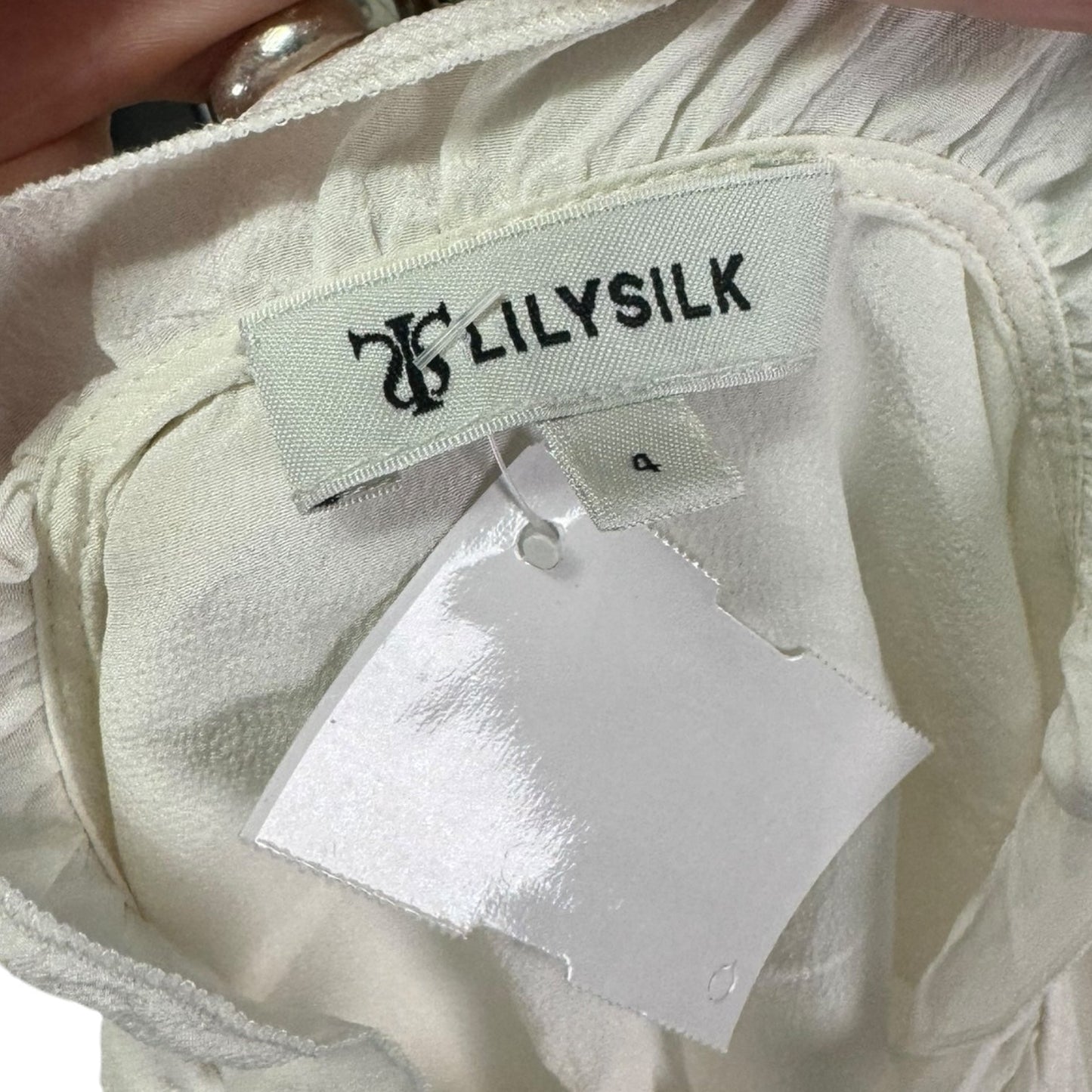 Mulberry Silk Ruffle Top Long Sleeve By LilySilk In White, Size: 4