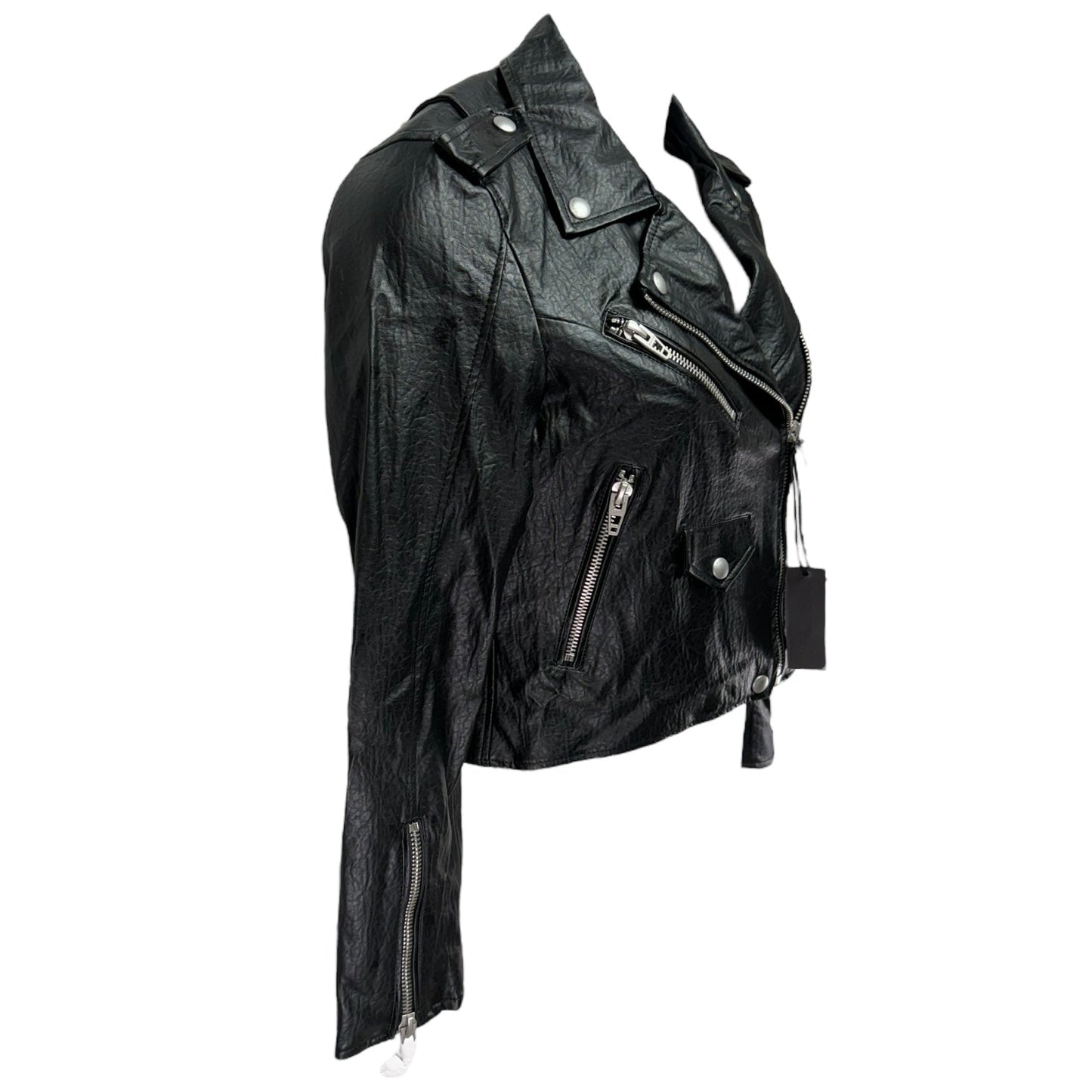 Leather Cropped Moto Jacket By Blanknyc In Black, Size: M