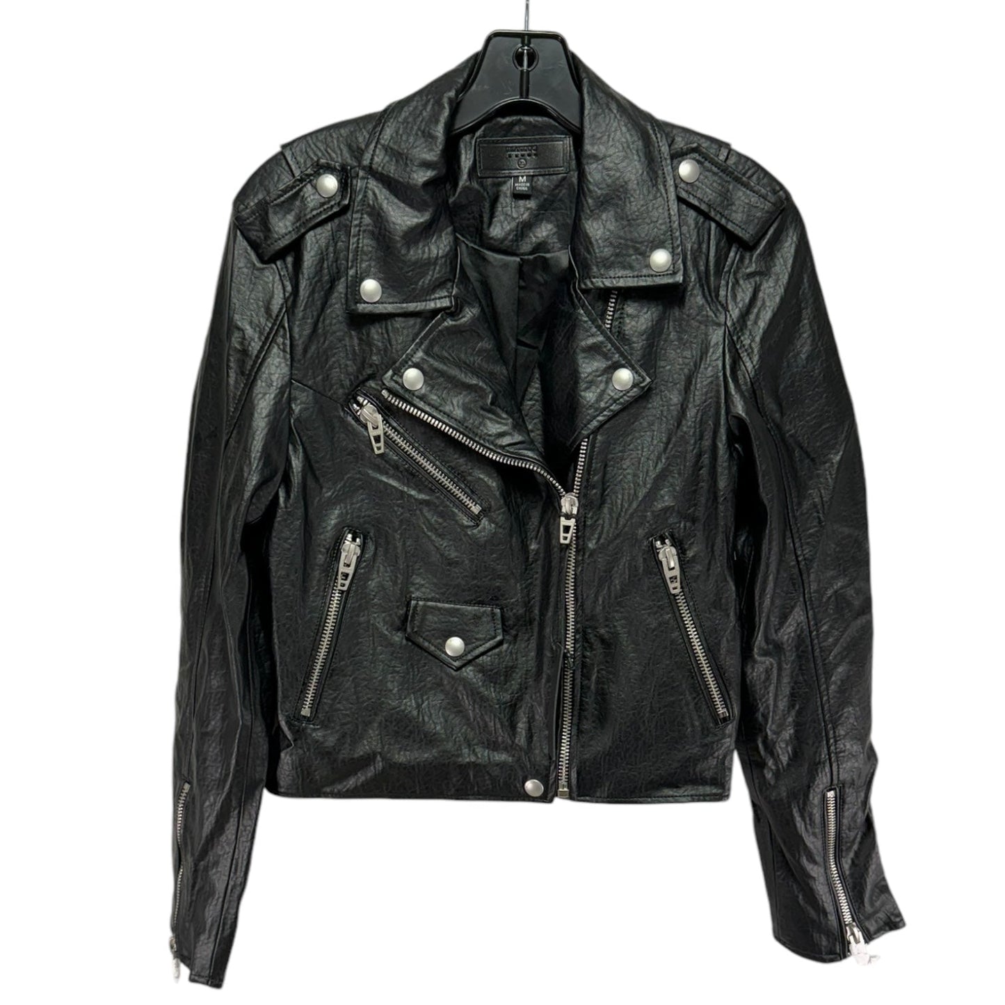 Leather Cropped Moto Jacket By Blanknyc In Black, Size: M