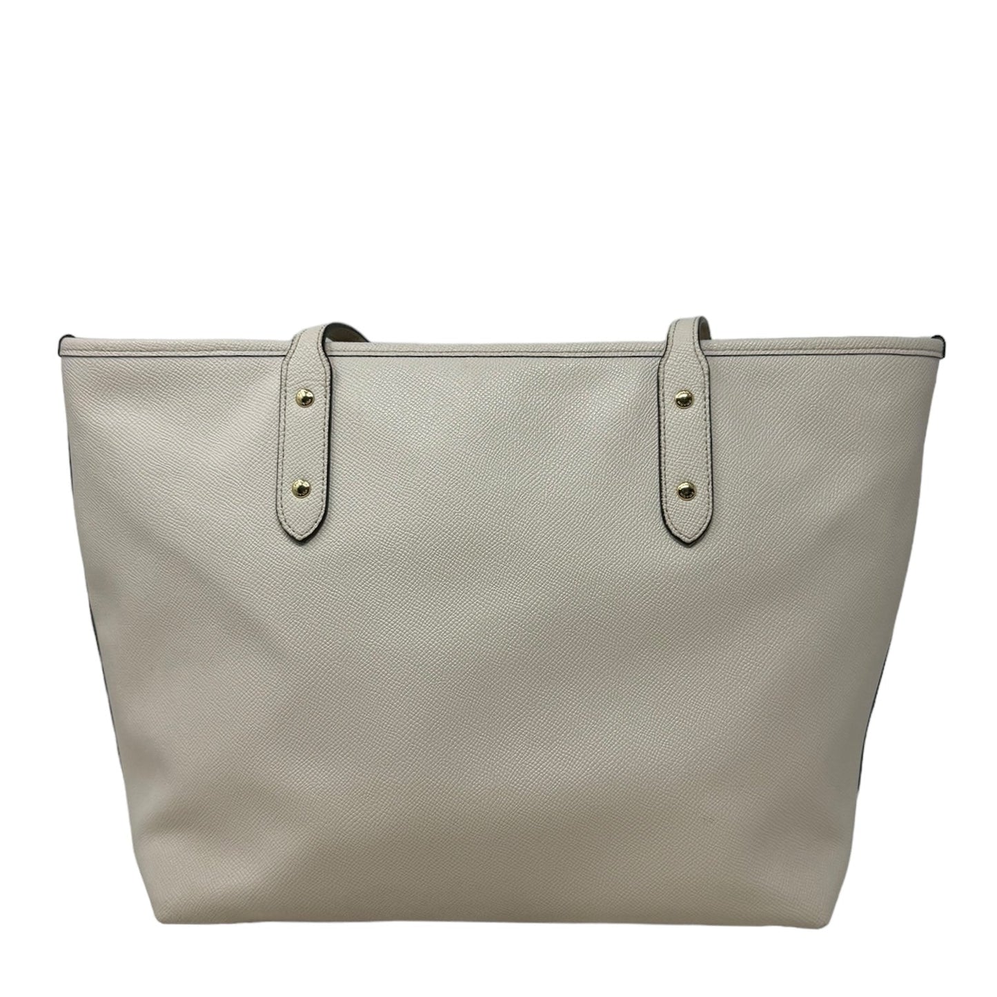 City Zip Tote Designer By Coach In Crossgrain Leather Chalk, Size: Medium