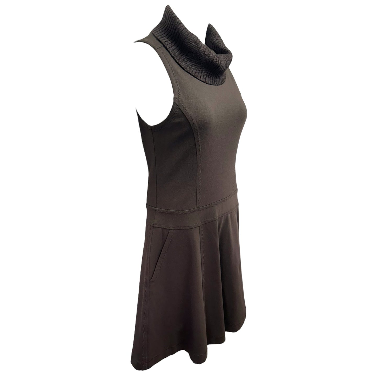 Turtleneck Sleeveless Fit & Flare Dress Designer By Theory In Brown, Size: M