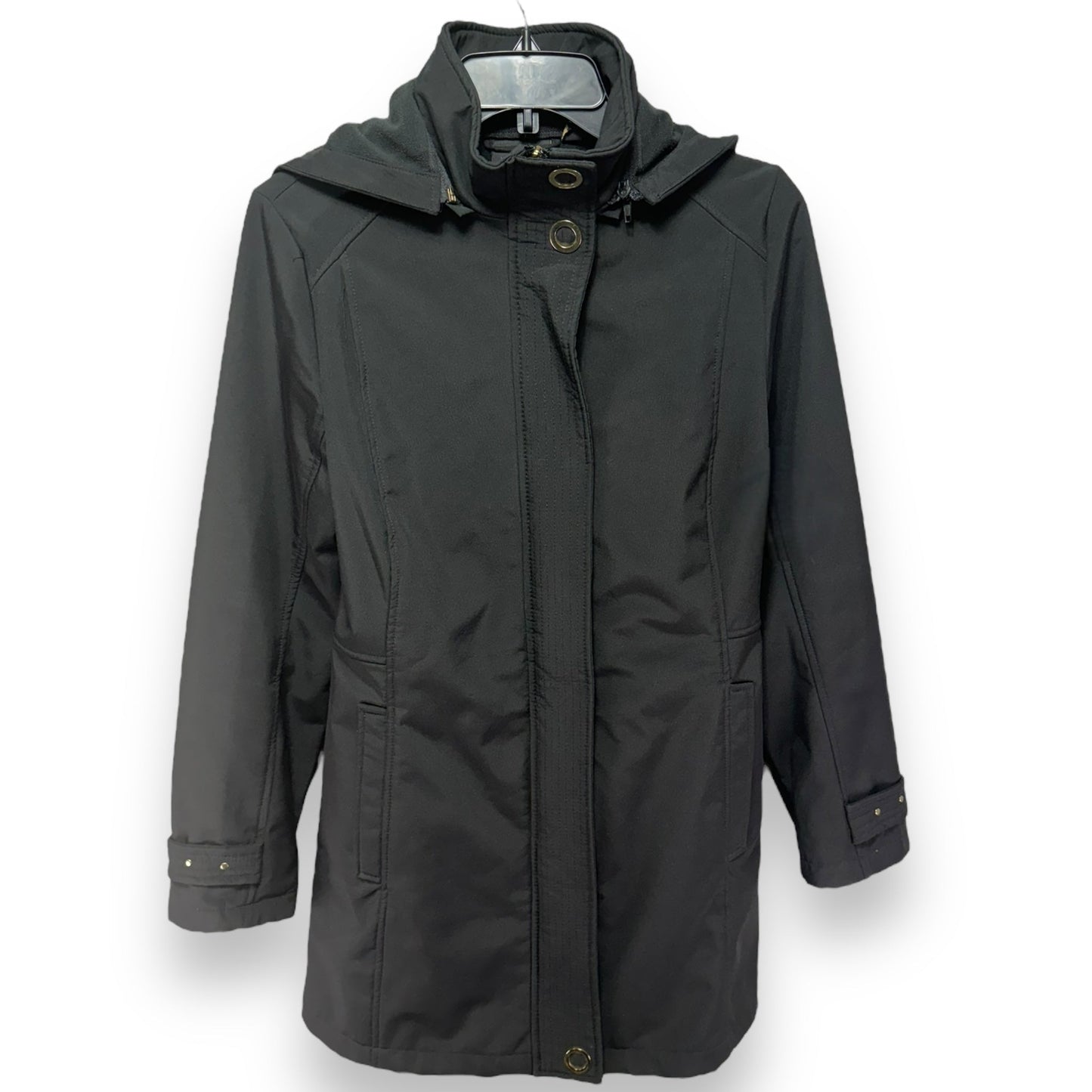 Coat Raincoat By Weatherproof In Black, Size: S