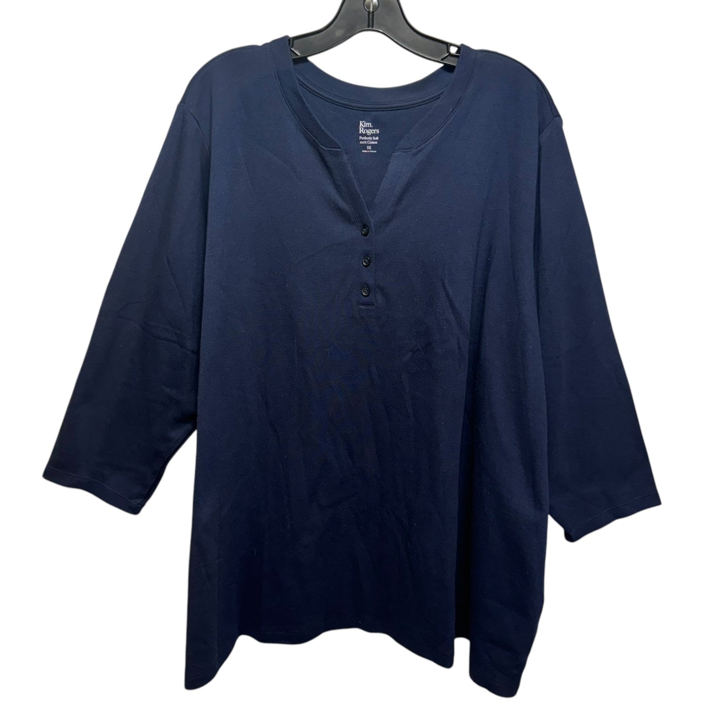 Top Long Sleeve By Kim Rogers In Navy, Size: 3x