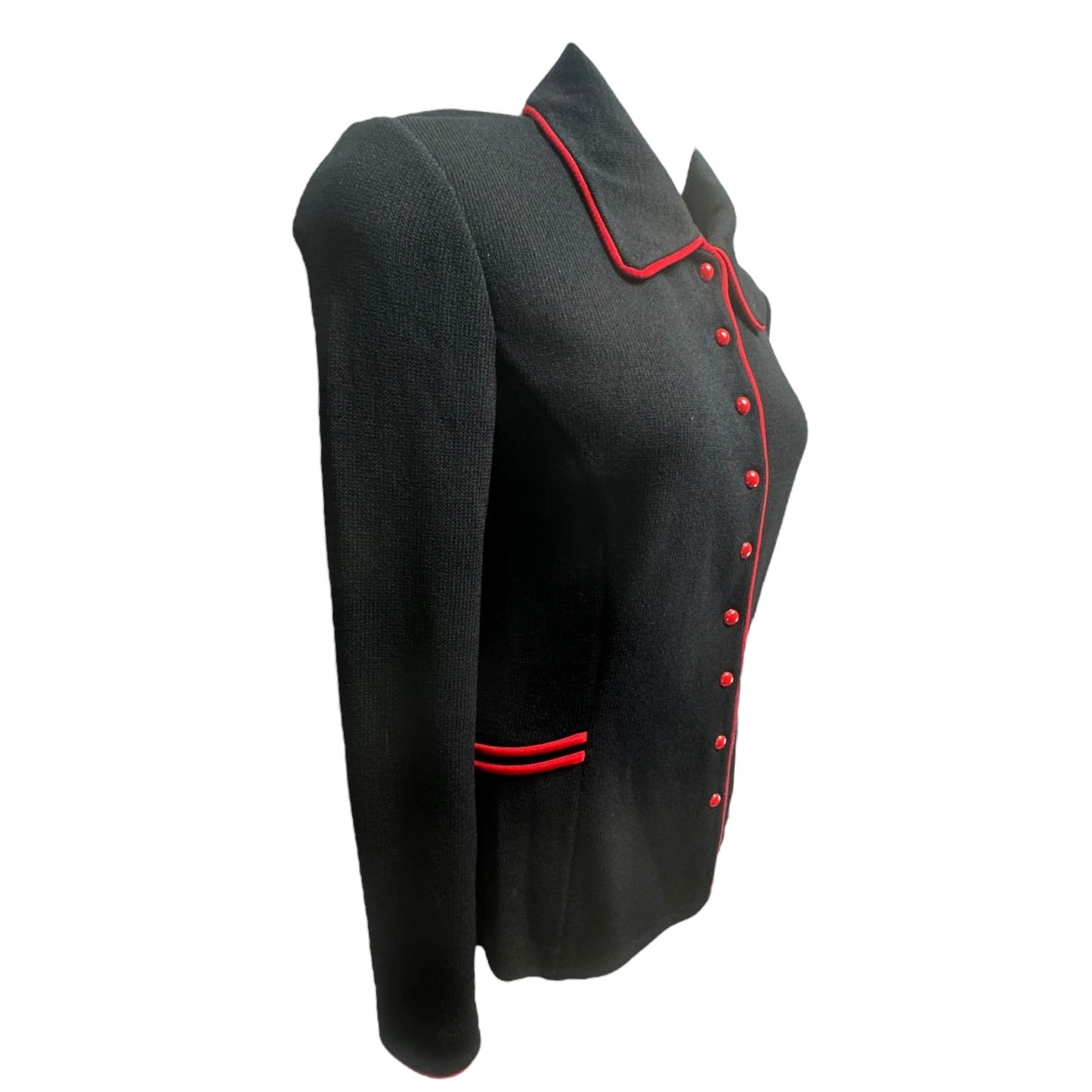 Knit Blazer Designer By St John Collection In Black & Red, Size: 12