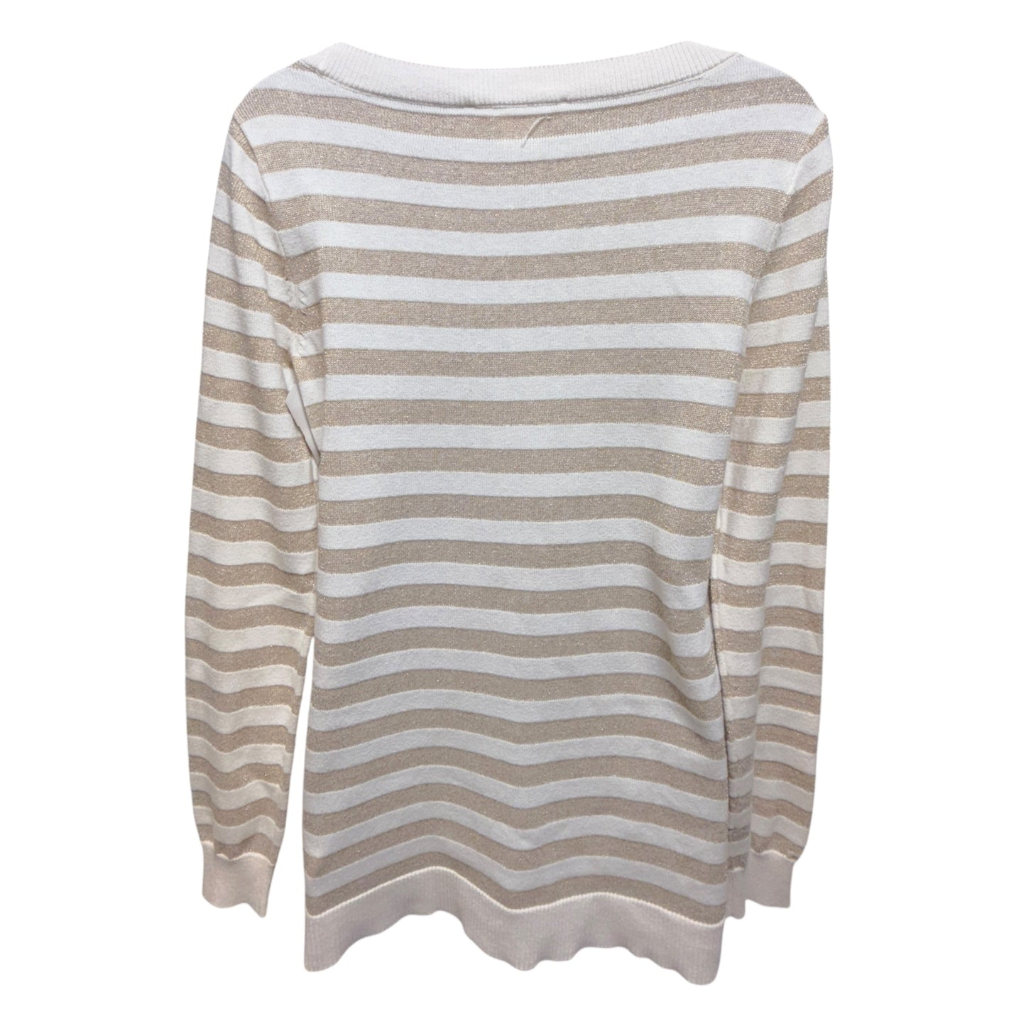 Tunic Sweater By Michael By Michael Kors In Gold Metallic Striped Pattern, Size: Xs