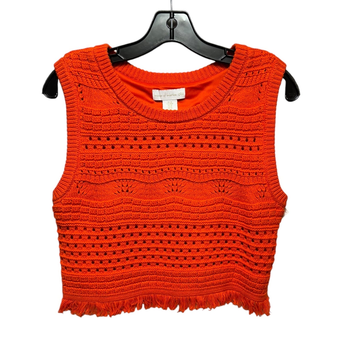 Crochet Knit Cropped Sleeveless Top By House Of Harlow In Orange, Size: M