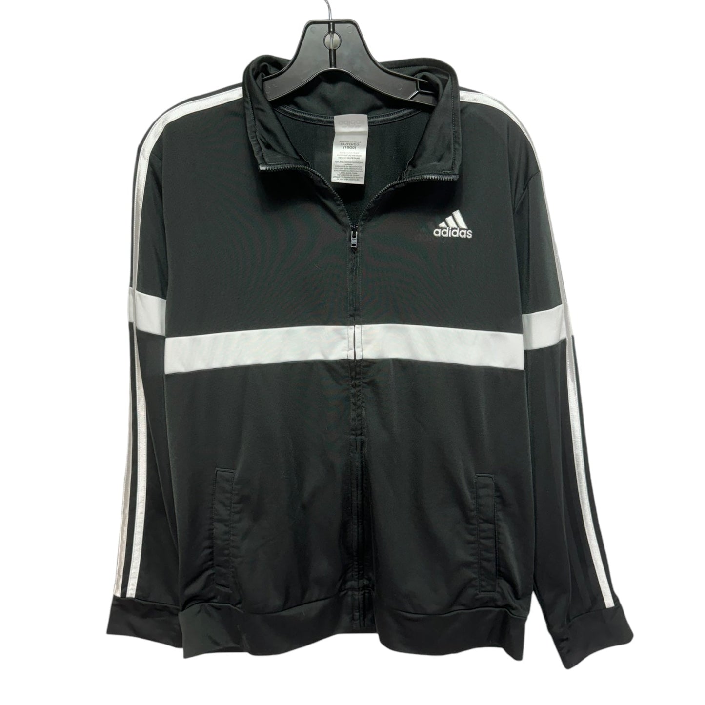 Athletic Jacket By Adidas In Black & White, Size: Xl