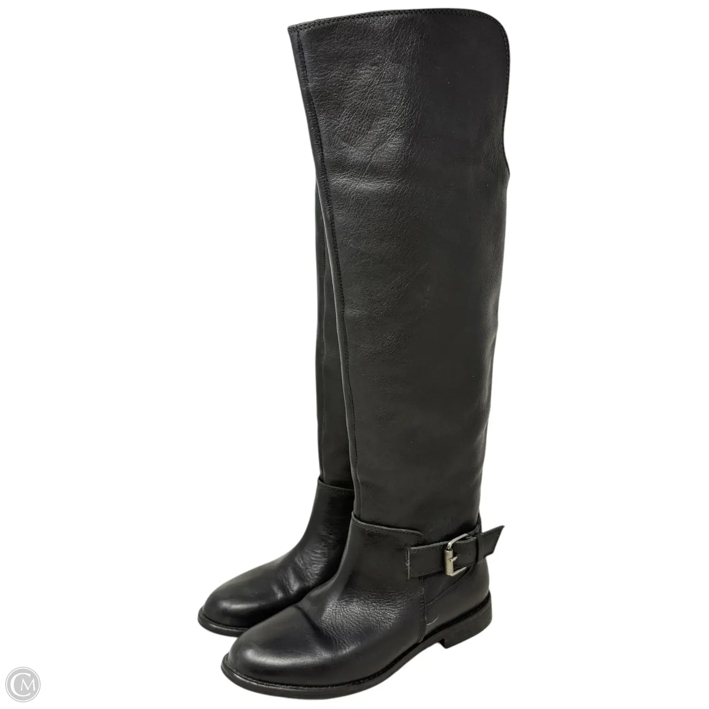 The Conor Black Leather Knee High Pull On Boot By Madewell In Black, Size: 6.5