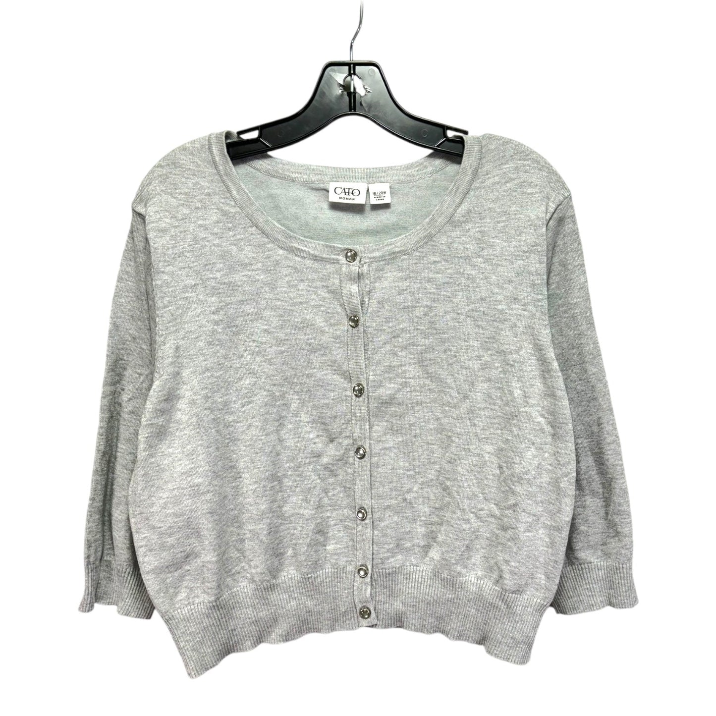 Sweater Cardigan By Cato In Grey, Size: 18