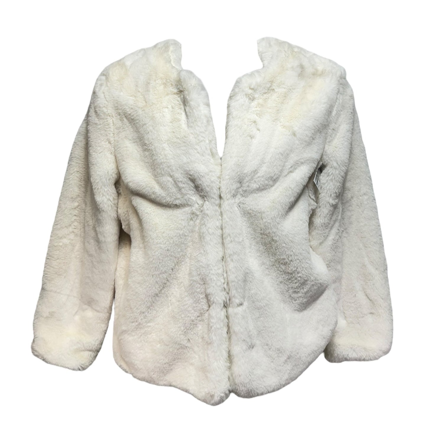 Jacket Faux Fur & Sherpa By Liz Claiborne In Cream, Size: Xl