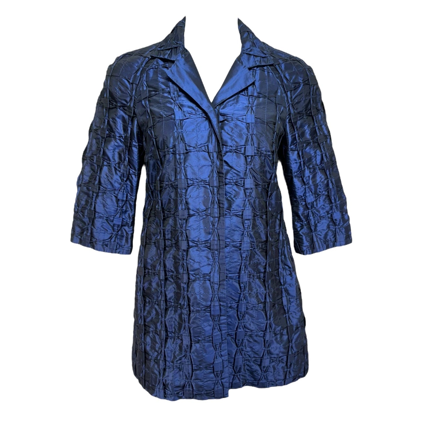 Textured Silk Evening Jacket By Per Se In Blue, Size: 6