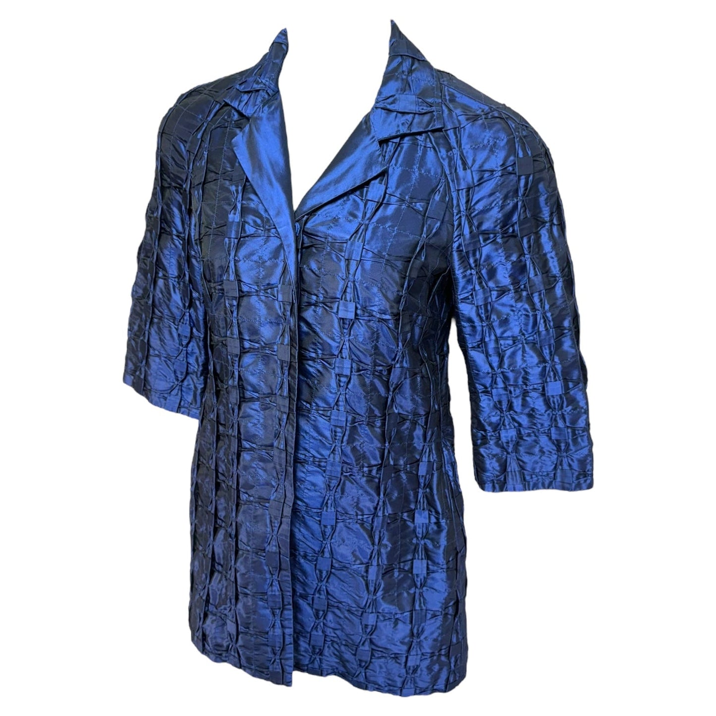 Textured Silk Evening Jacket By Per Se In Blue, Size: 6