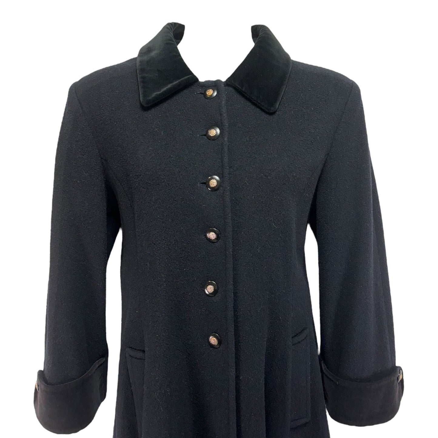 Coat Wool By Mario de Pinto In Black, Size: L