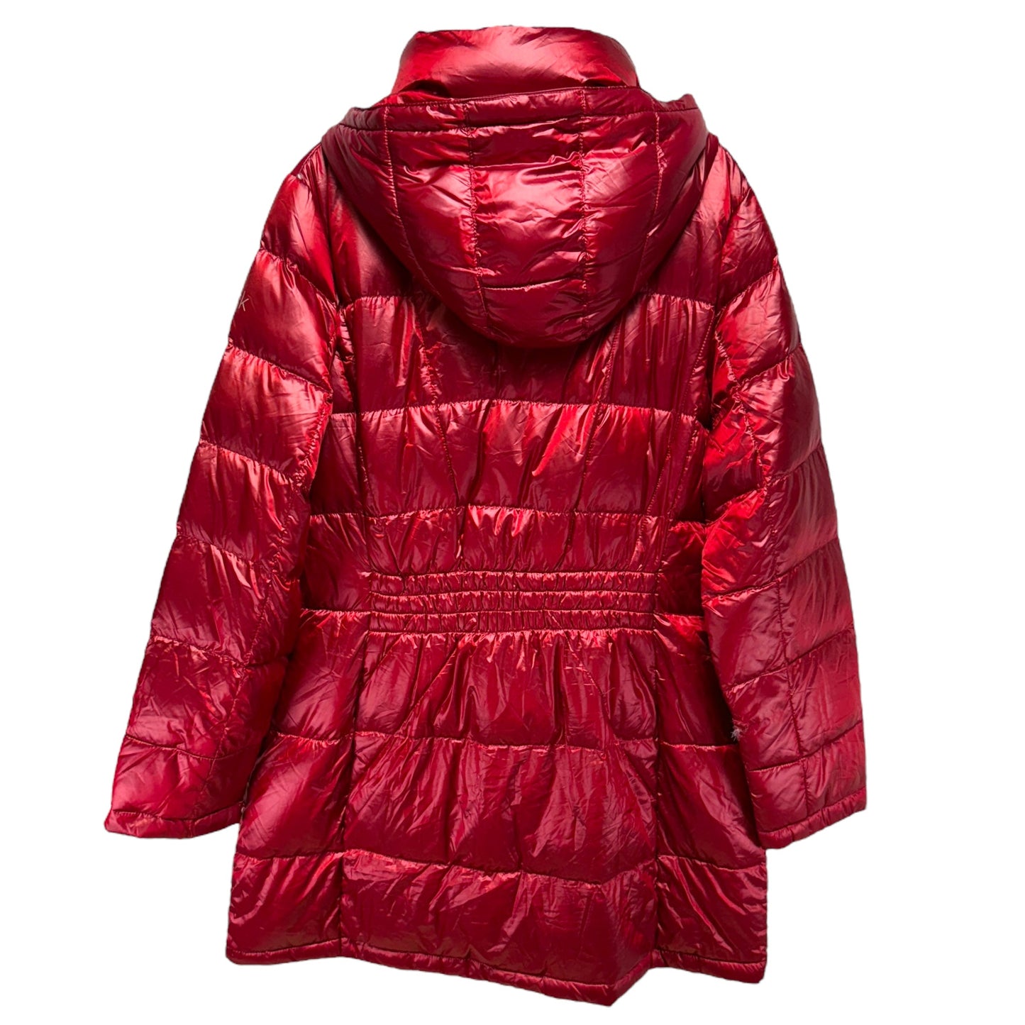 Longline Zip Front Packable Down Puffer Coat By Calvin Klein In Pearlized Crimson, Size: Xl